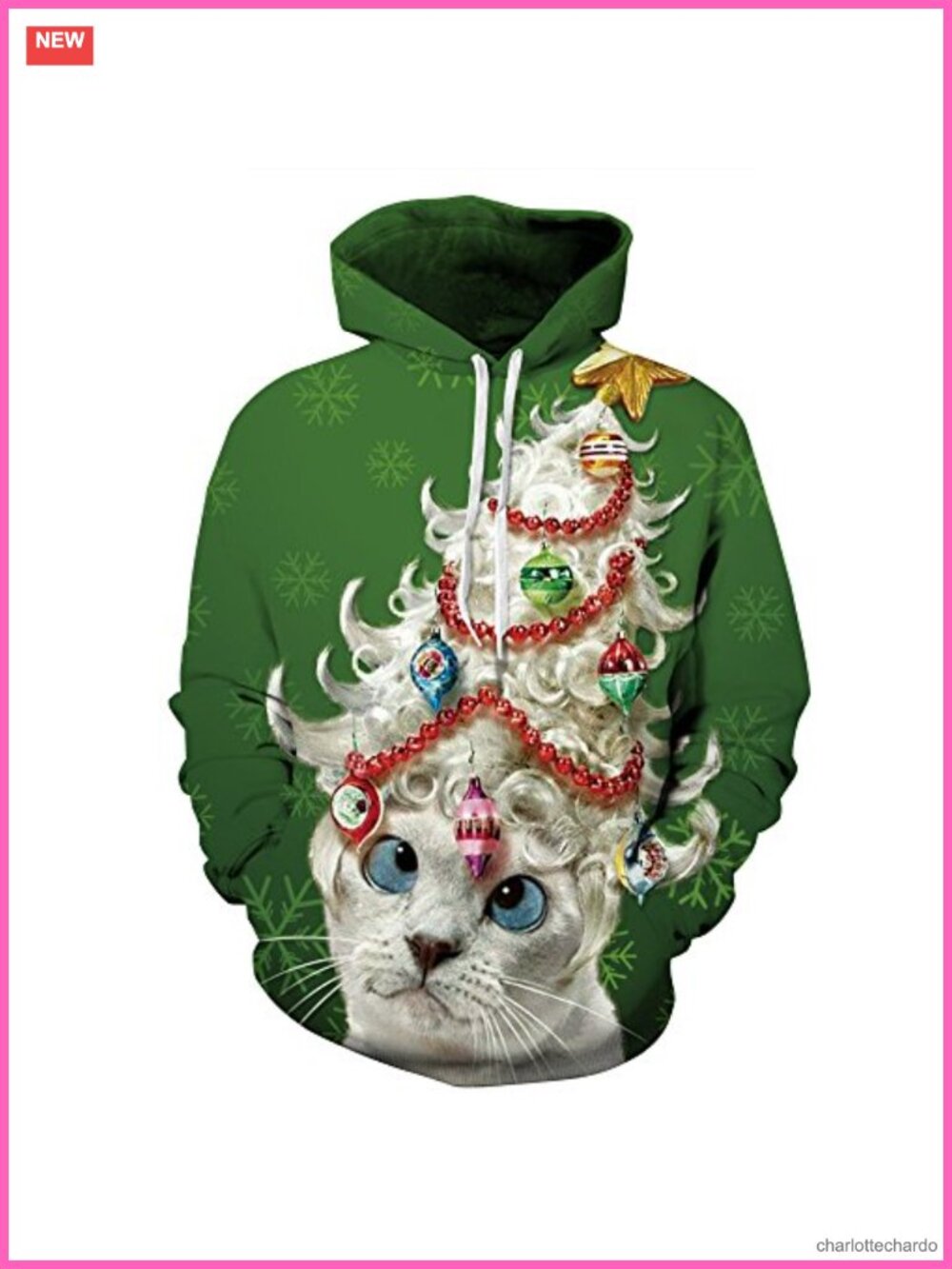 3D Santa Print Ugly Christmas Kangaroo Pocket Sweatshirt Hoodie